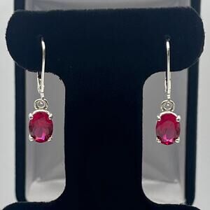 Beautiful 3ctw Oval Cut Ruby Earrings in Sterling Silver